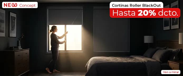 Cortinas roller blackout, hasta 20% de descuento