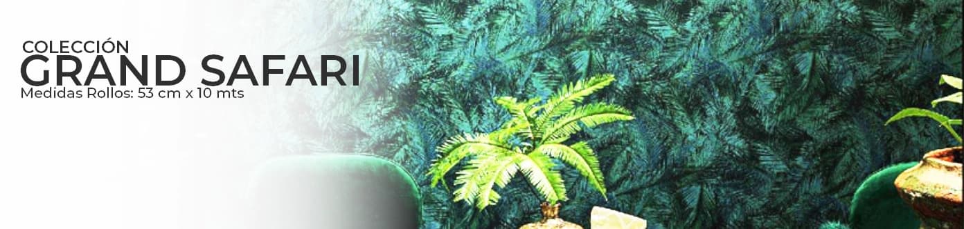 Ambiente con papel mural de la colección Grand Safari